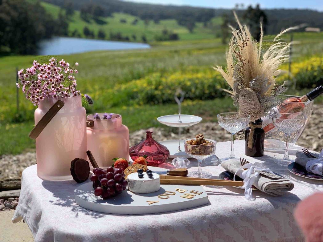 A picnic in the middle of a field